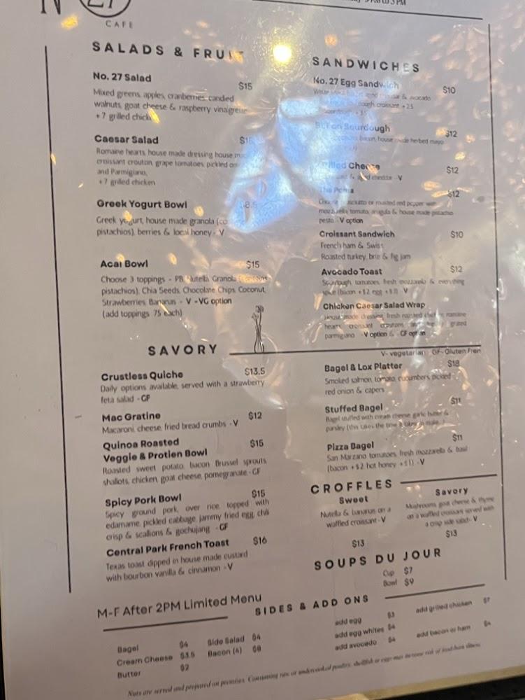 No. 27 Cafe Menu image 3